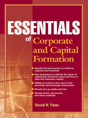 cover image of Essentials of Corporate and Capital Formation
